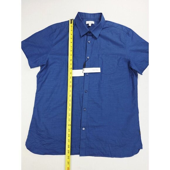 Calvin Klein Size Large Navy Short Sleeve Logo Tag Mens Cotton Pocket Shirt NWT - Picture 11 of 12